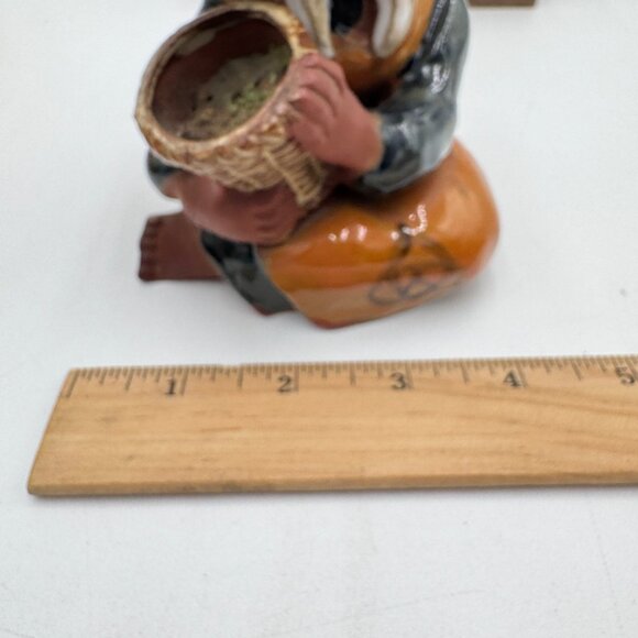 Vintage Japanese UCTCI Clay Pottery Girl Vase Figurine Redware Stoneware Art - Picture 11 of 13